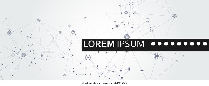 Geometric connected line and dots. Simple technology graphic background. Vector banner design.