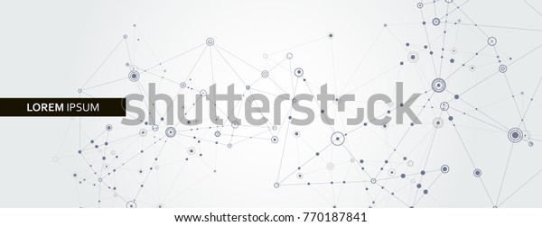 Geometric connected line and dots.\
Simple technology graphic background. Vector banner\
design.