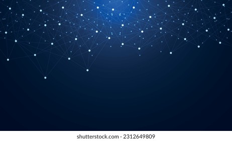 Geometric with connecting dots and lines background of science and technology. Global network connection and communication concept design. Vector illustration.