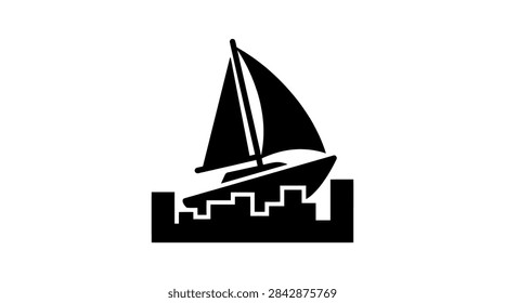 Geometric construction graphic. Combines nautical and architecture elements for creative logo design.