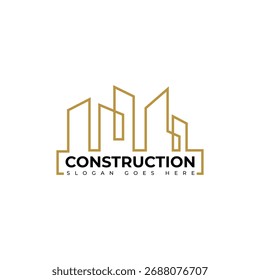 Un logotipo de construcción geométrica con Formas abstractas de construcción en estilo moderno. Adecuado para contratistas, arquitectos y promotores inmobiliarios que desean un aspecto profesional elegante.