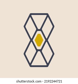 Geometric construction logo. Decorative style. Modern deco design icon isolated on light background. Illustration graphic outline. Creative geometry symbol. Rhombus pattern abstract sign.