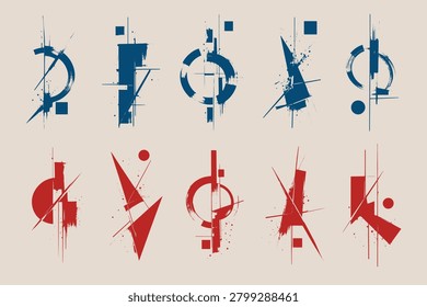 Geometric Constructivist Abstract Shapes Vector Elements Set