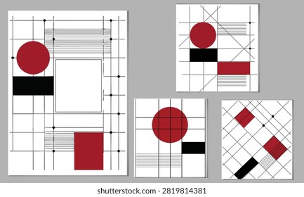 geometric constructivist abstract vector poster collection with modern grid compositions