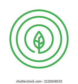 geometric continuous line with leaf logo design, vector graphic symbol icon illustration