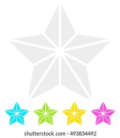 Geometric, contour faceted star icons - Quality, award, rating, ranking topics