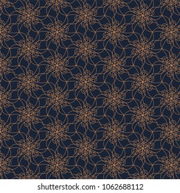 Geometric contour pattern on blue background. Hand drawn abstract texture