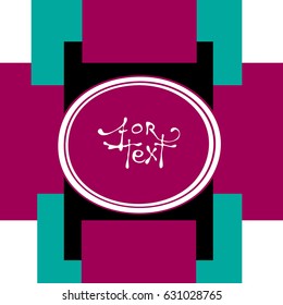 Geometric contrast colored banner with an oval frame. Vector for design.