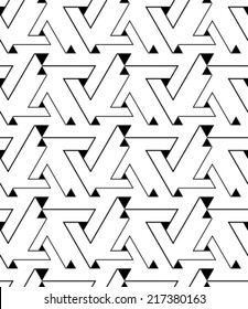Geometric contrast maze abstract seamless pattern, elegant continuous light vector background. Chaotic black and white wallpaper covering with triangles and lines