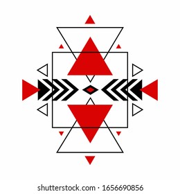 Geometric contrasting ethnic design element for patterns, fabrics, postcards and posters. Vector illustration