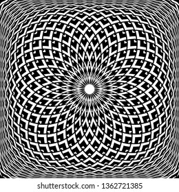 Geometric convex rotation pattern. Op art abstract design. Vector illustration.