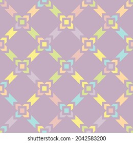 Geometric cool funky seamless pattern. Abstract grid background with lines and squares. Colorful vector ornament. Modern illustration is used for design wallpapers, paper, cover, packaging, textile