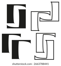 Formas de esquina geométricas. Abstractas figuras de bloque. Modernos Elementos de Vector. Formas de línea minimalistas. EPS 10.