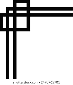 Geometrischer Klassischer Eckrahmen auf weißem Hintergrund. Vektorillustration in Schwarz.
