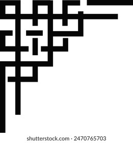 Geometrischer Klassischer Eckrahmen auf weißem Hintergrund. Vektorillustration in Schwarz.
