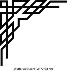Geometric Corner Vintage Frame Isolated on White Background. Vector Illustration in Black Color.