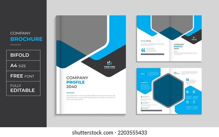 Geometric corporate business profile template creative company business fold brochure book cover page annual report abstract colorful magazine layout a4 multipurpose advertising marketing agency