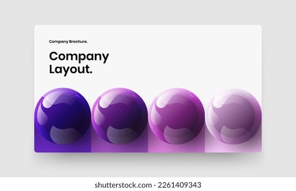 Diseño vectorial de diseño de portada corporativa geométrica. Plantilla de volante de esferas realistas y únicas.