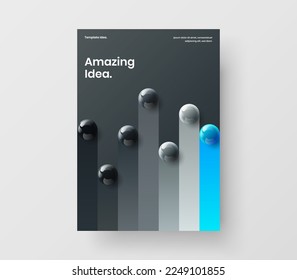 Geometric corporate cover vector design template. Creative realistic spheres handbill layout.
