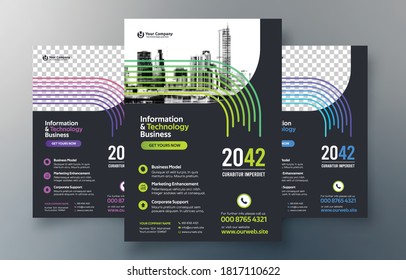 Geometric Corporate Flyer Design Template in A4. 3 Color ways included. Can be adapt to Brochure, Annual Report, Magazine,Poster, Corporate Presentation, Portfolio, Banner, Website.