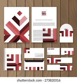 Geometric corporate identity. Creative design stationery template. Trendy business concept with logo icon. Vector illustration.