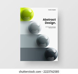 Geometric corporate identity design vector illustration. Original 3D spheres company brochure template.