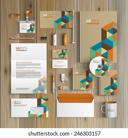 Geometric corporate identity template design with color cubes. Business stationery