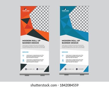Geometrisches Corporate Roll-Up-Banner-Vektorgrafik