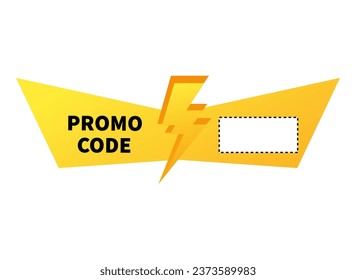 Geometric coupon with promo code and lightning. Golden voucher with break line for business discount and retail for cutting and marketing vector offers