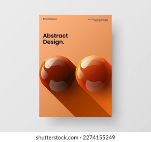 Geometric cover A4 design vector illustration. Clean 3D balls corporate identity template.