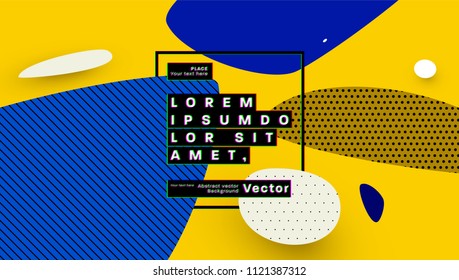 Geometric cover background with abstract liquid dynamic fluid shapes. Vector illustration