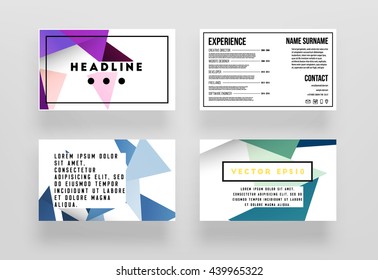 Geometric Cover Background, Brochure Template Layout for Annual Report or Magazine Design. A4 Booklet. Triangular or Polygonal Structures. Vector Illustration.