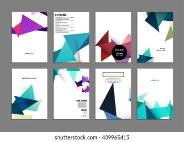 Geometric Cover Background, Brochure Template Layout for Annual Report or Magazine Design. A4 Booklet. Triangular or Polygonal Structures. Vector Illustration.