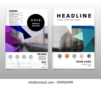 Geometric Cover Background, Brochure Template Layout for Annual Report or Magazine Design. A4 Booklet. Triangular or Polygonal Structures. Vector Illustration.