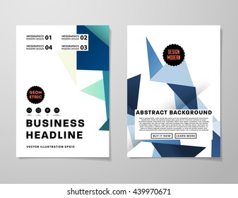 Geometric Cover Background, Brochure Template Layout for Annual Report or Magazine Design. A4 Booklet. Triangular or Polygonal Structures. Vector Illustration.