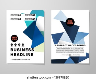 Geometric Cover Background, Brochure Template Layout for Annual Report or Magazine Design. A4 Booklet. Triangular or Polygonal Structures. Vector Illustration.