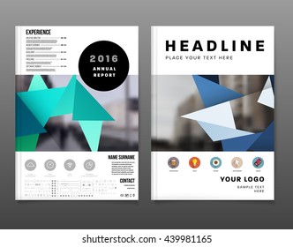 Geometric Cover Background, Brochure Template Layout for Annual Report or Magazine Design. A4 Booklet. Triangular or Polygonal Structures. Vector Illustration