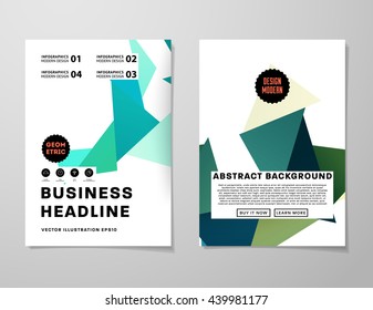 Geometric Cover Background, Brochure Template Layout for Annual Report or Magazine Design. A4 Booklet. Triangular or Polygonal Structures. Vector Illustration