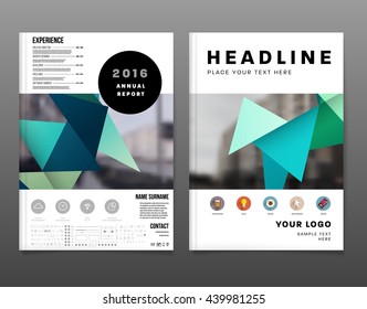Geometric Cover Background, Brochure Template Layout for Annual Report or Magazine Design. A4 Booklet. Triangular or Polygonal Structures. Vector Illustration