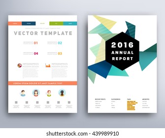Geometric Cover Background, Brochure Template Layout for Annual Report or Magazine Design. A4 Booklet. Triangular or Polygonal Structures. Vector Illustration