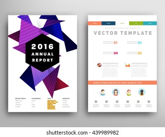 Geometric Cover Background, Brochure Template Layout for Annual Report or Magazine Design. A4 Booklet. Triangular or Polygonal Structures. Vector Illustration