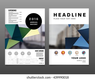 Geometric Cover Background, Brochure Template Layout for Annual Report or Magazine Design. A4 Booklet. Triangular or Polygonal Structures. Vector Illustration