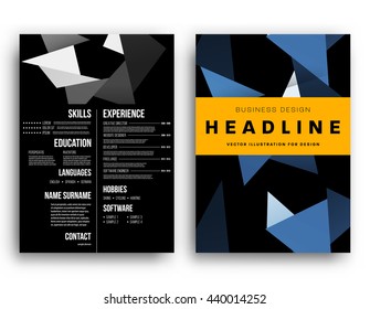Geometrisches Titelhintergrund, Broschüren-Vorlagenlayout für den Geschäftsbericht oder Magazin-Design. A4-Broschüre. Dreieckige oder polygonale Strukturen. Vektorgrafik.