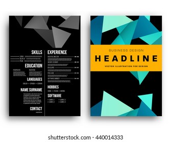 Geometric Cover Background, Brochure Template Layout for Annual Report or Magazine Design. A4 Booklet. Triangular or Polygonal Structures. Vector Illustration.