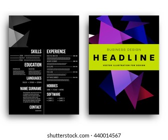Geometric Cover Background, Brochure Template Layout for Annual Report or Magazine Design. A4 Booklet. Triangular or Polygonal Structures. Vector Illustration.