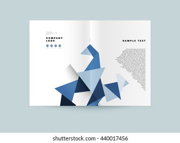 Geometric Cover Background, Brochure Template Layout for Annual Report or Magazine Design. A4 Booklet. Triangular or Polygonal Structures. Vector Illustration.