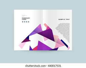 Geometric Cover Background, Brochure Template Layout for Annual Report or Magazine Design. A4 Booklet. Triangular or Polygonal Structures. Vector Illustration.