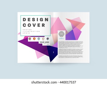Geometric Cover Background, Brochure Template Layout for Annual Report or Magazine Design. A4 Booklet. Triangular or Polygonal Structures. Vector Illustration.