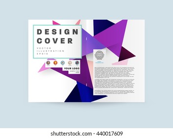 Geometric Cover Background, Brochure Template Layout for Annual Report or Magazine Design. A4 Booklet. Triangular or Polygonal Structures. Vector Illustration.