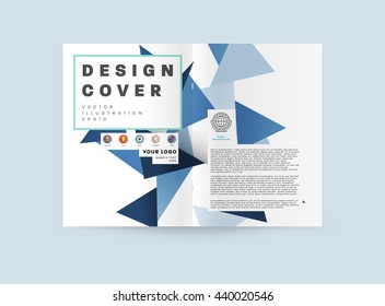 Geometric Cover Background, Brochure Template Layout for Annual Report or Magazine Design. A4 Booklet. Triangular or Polygonal Structures. Vector Illustration.